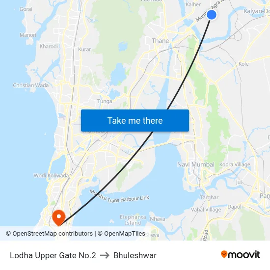 Lodha Upper Gate No.2 to Bhuleshwar map
