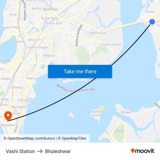 Vashi Station to Bhuleshwar map