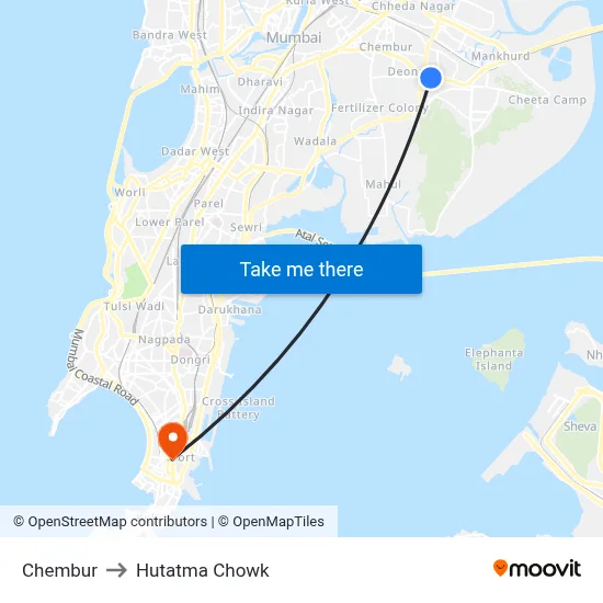 चेंबूर to हुतात्मा चौक map