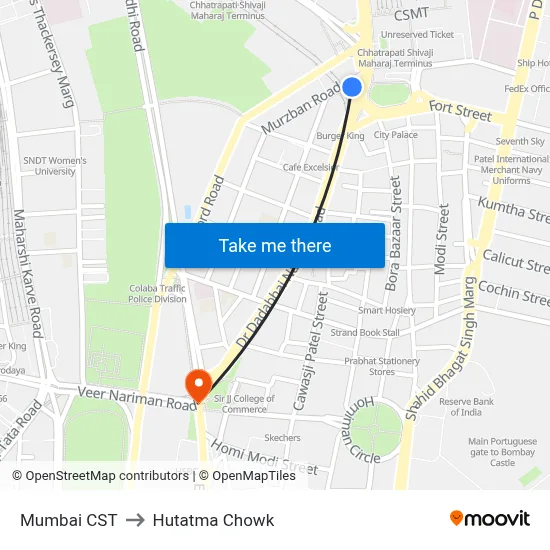 Mumbai CST to Hutatma Chowk map