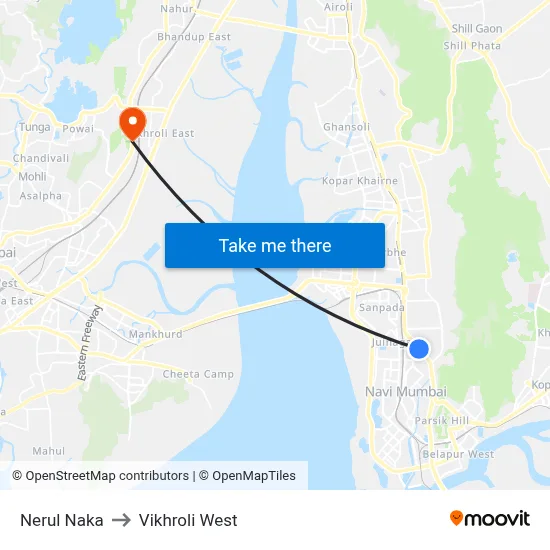 Nerul Naka to Vikhroli West map