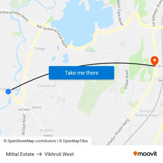 Mittal Estate to Vikhroli West map