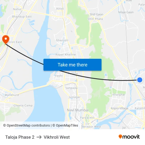 Taloja Phase 2 to Vikhroli West map