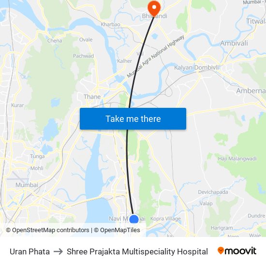 Uran Phata to Shree Prajakta Multispeciality Hospital map