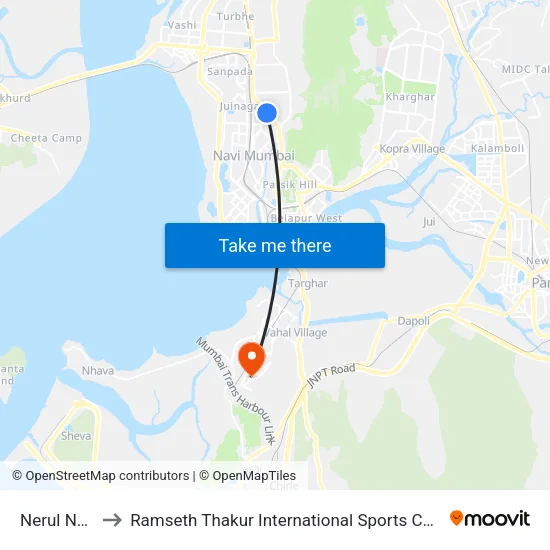 Nerul Naka to Ramseth Thakur International Sports Complex map