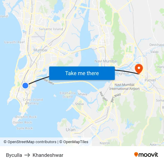 Byculla to Khandeshwar map