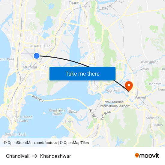 Chandivali to Khandeshwar map