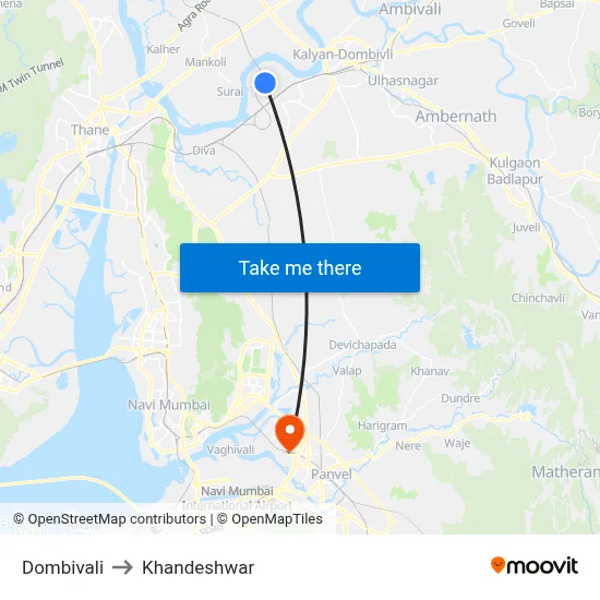Dombivali to Khandeshwar map