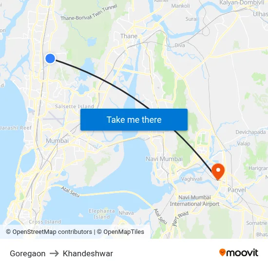 गोरेगांव to खांदेश्वर map