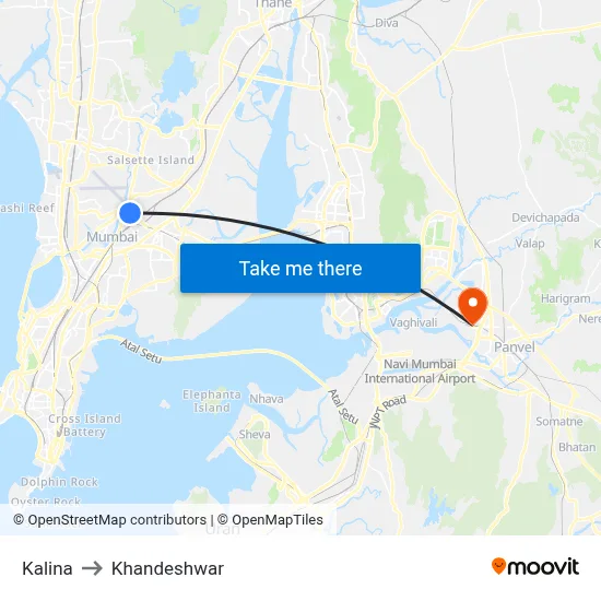 Kalina to Khandeshwar map