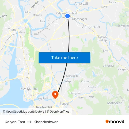 Kalyan East to Khandeshwar map