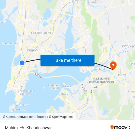 Mahim to Khandeshwar map