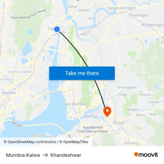 Mumbra-Kalwa to Khandeshwar map