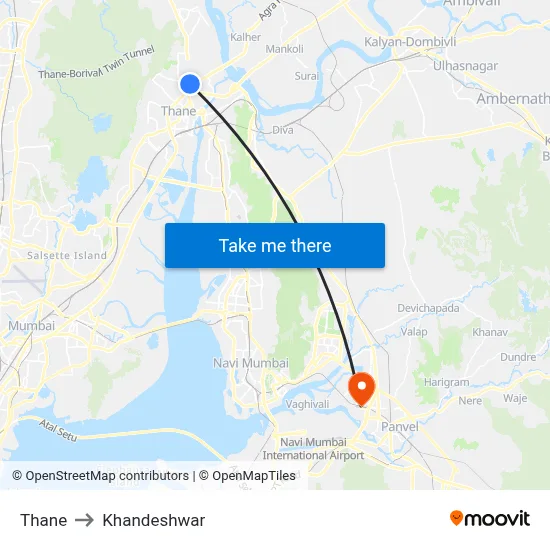 Thane to Khandeshwar map
