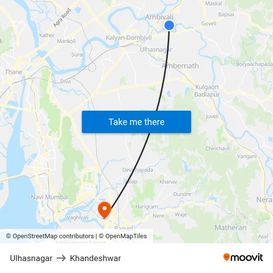 Ulhasnagar to Khandeshwar map