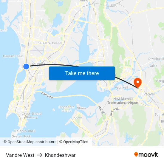 Vandre West to Khandeshwar map