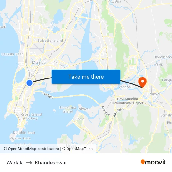 Wadala to Khandeshwar map