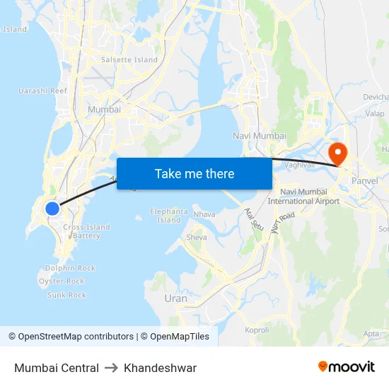 Mumbai Central to Khandeshwar map