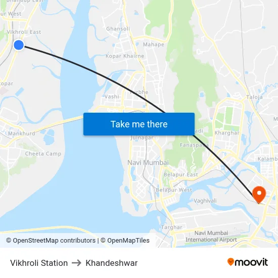 Vikhroli Station to Khandeshwar map