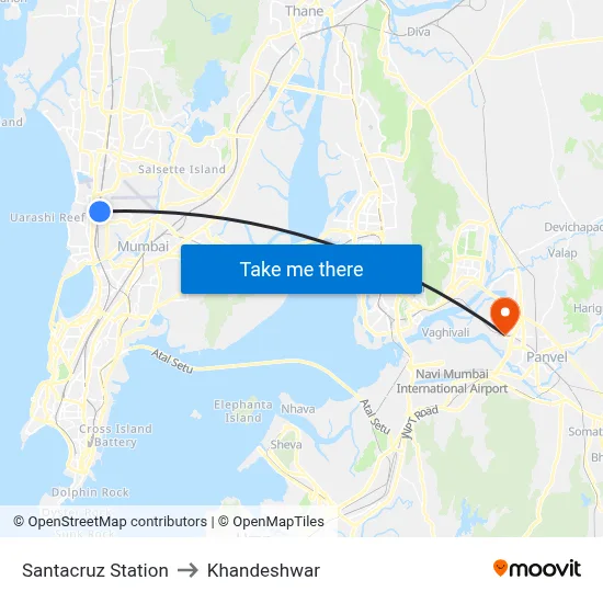 Santacruz Station to Khandeshwar map