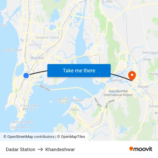 Dadar Station to Khandeshwar map