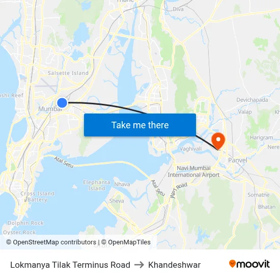 Lokmanya Tilak Terminus Road to Khandeshwar map