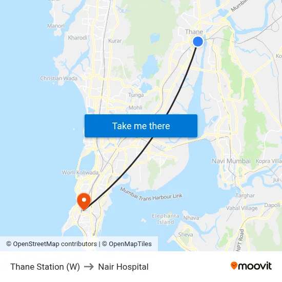 Thane Station (W) to Nair Hospital map