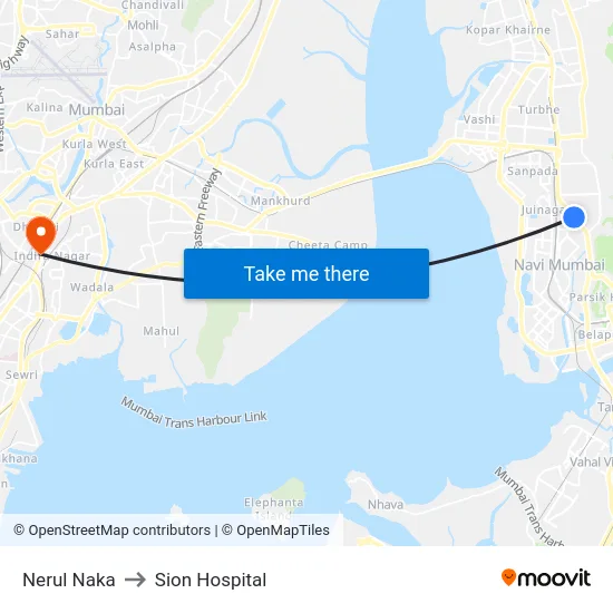 Nerul Naka to Sion Hospital map