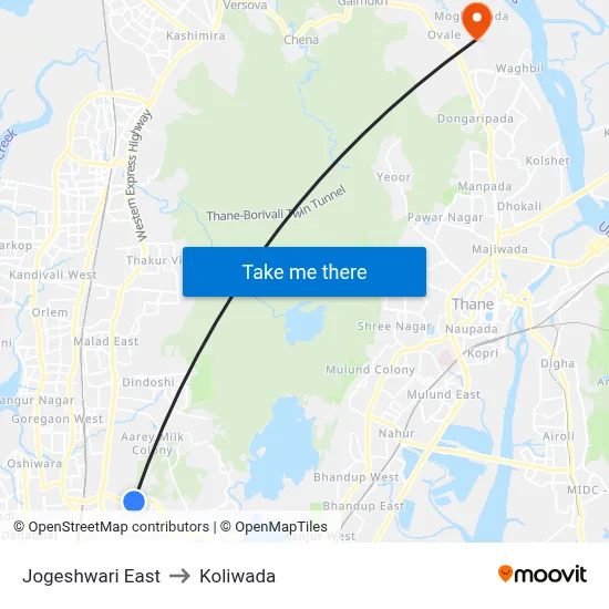 Jogeshwari East to Koliwada map