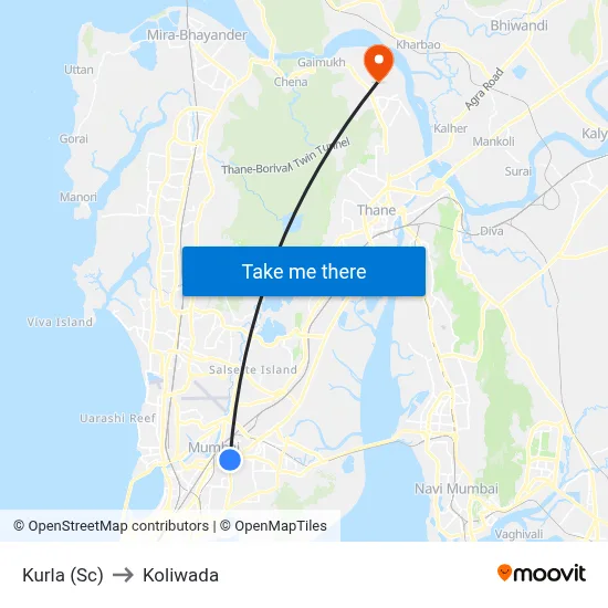 Kurla (Sc) to Koliwada map