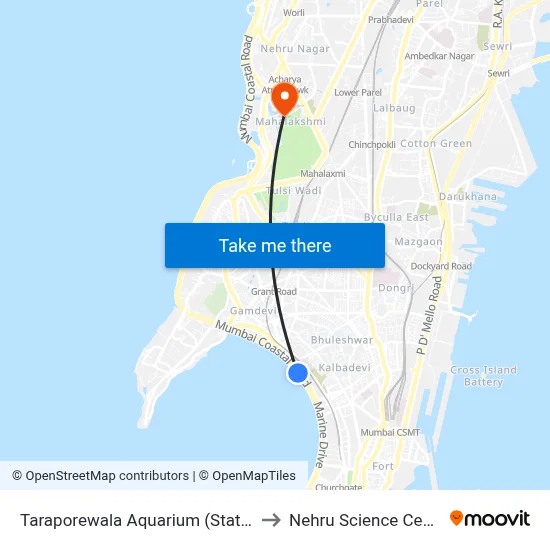 Taraporewala Aquarium (Station) to Nehru Science Centre map