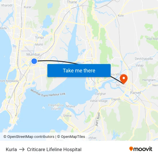 Kurla to Criticare Lifeline Hospital map