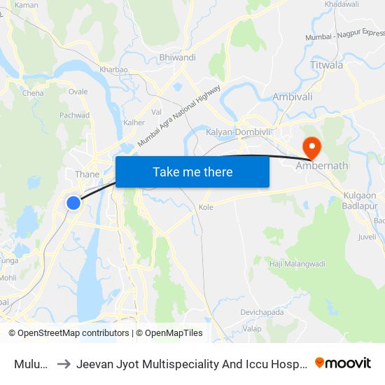 Mulund to Jeevan Jyot Multispeciality And Iccu Hospital map