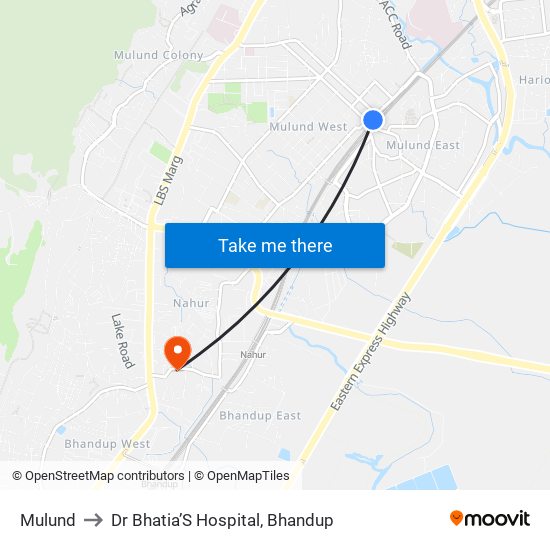 Mulund to Dr Bhatia’S Hospital, Bhandup map