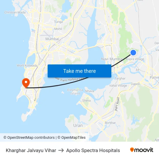 Kharghar Jalvayu Vihar to Apollo Spectra Hospitals map