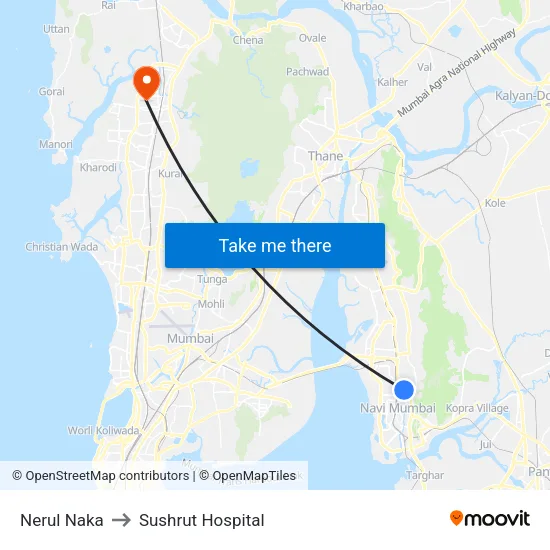 Nerul Naka to Sushrut Hospital map