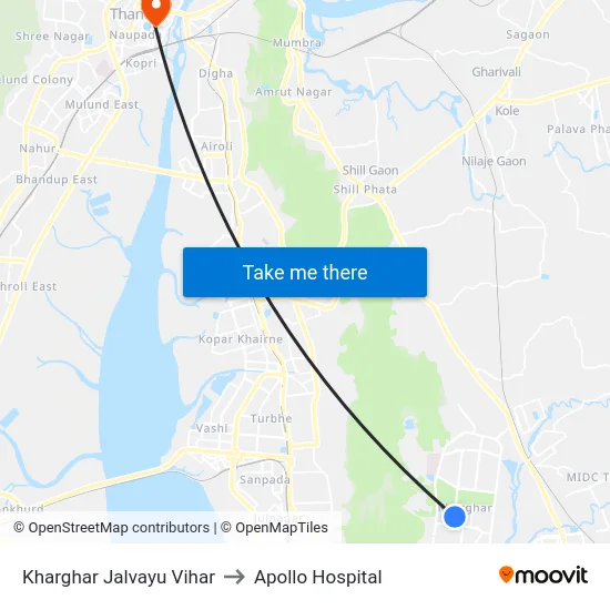 Kharghar Jalvayu Vihar to Apollo Hospital map