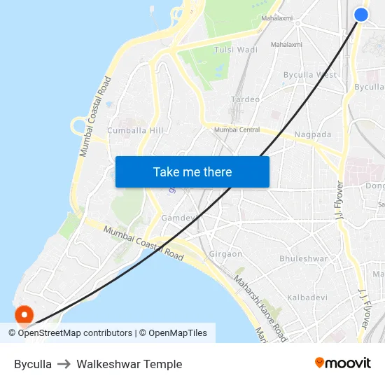 Byculla to Walkeshwar Temple map