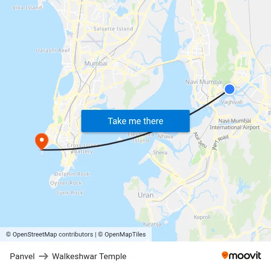 Panvel to Walkeshwar Temple map