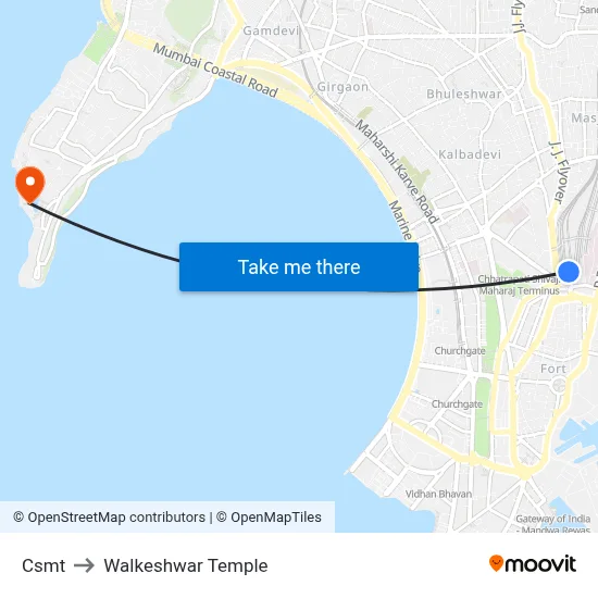 Csmt to Walkeshwar Temple map