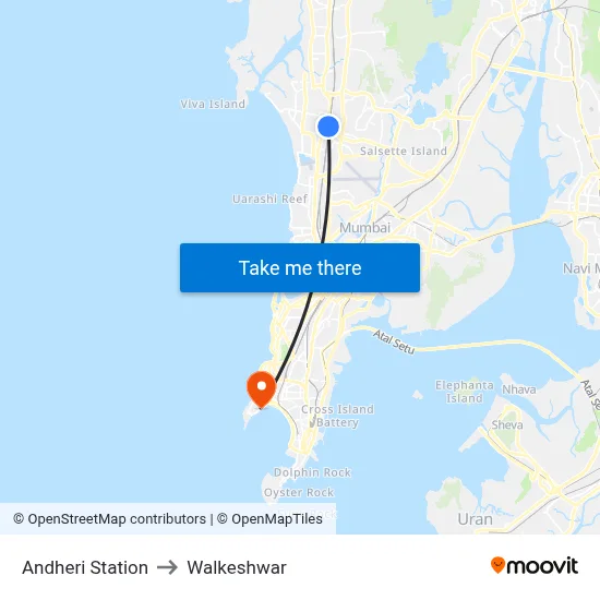 Andheri Station to Walkeshwar map