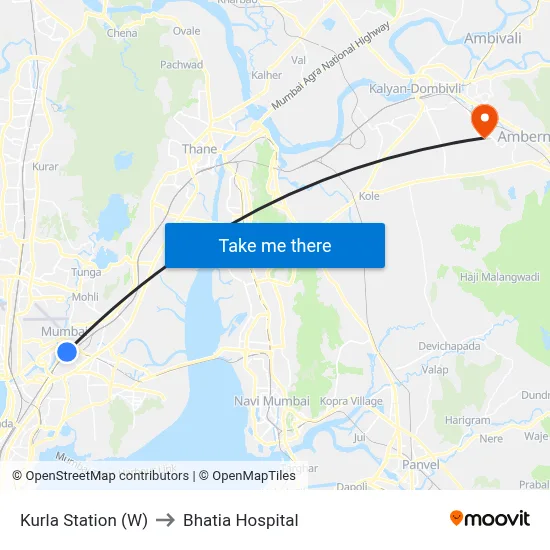 Kurla Station (W) to Bhatia Hospital map