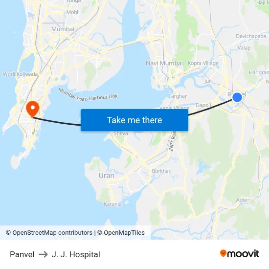 Panvel to J. J. Hospital map