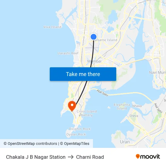 Chakala J B Nagar Station to Charni Road map