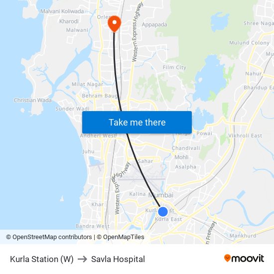 Kurla Station (W) to Savla Hospital map