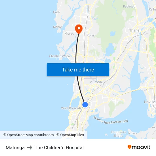 Matunga to The Children's Hospital map