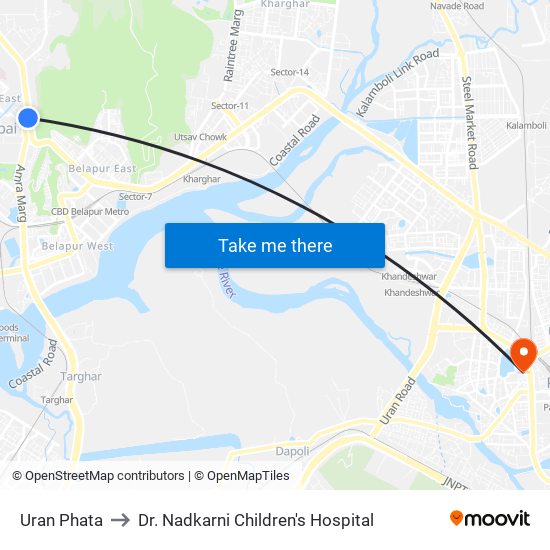 Uran Phata to Dr. Nadkarni Children's Hospital map