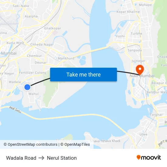 Wadala Road to Nerul Station map