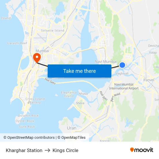 Kharghar Station to Kings Circle map