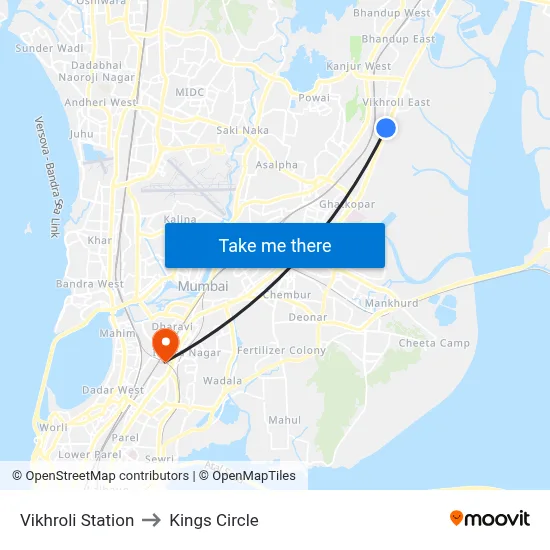 Vikhroli Station to Kings Circle map